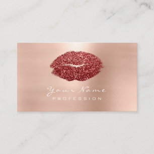 Makeup Artist Lips Powder Red Lipstick Glitter Business Card