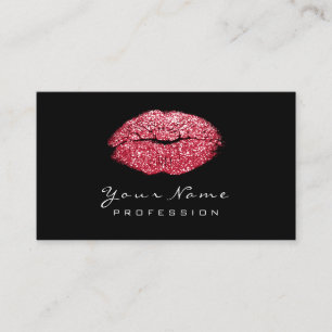 Makeup Artist Lips Red Candy Lipstick Glitter Business Card