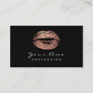 Makeup Artist Lips Rose Gold Lipstick Black White Business Card