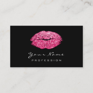 Makeup Artist Lips Rose Lux Pink Lipstick Glitter Business Card