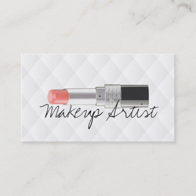 Makeup Artist Lipstick Beauty Salon White Leather Business Card (Front)