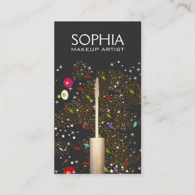 Makeup Artist Logo Mascara Artistic Pattern Business Card (Front)