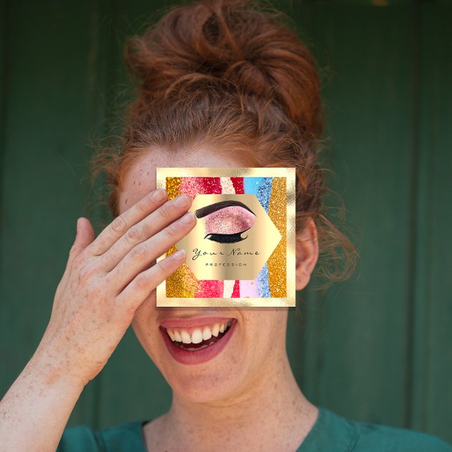 Makeup Artist Logo Strokes Eyelash Extension Brows Square Business Card (Makeup Artist Logo Strokes Eyelash Extension Brows Square Business Card)
