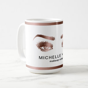 Makeup Artist Long Lashes Rose Gold Eyes Brows Coffee Mug
