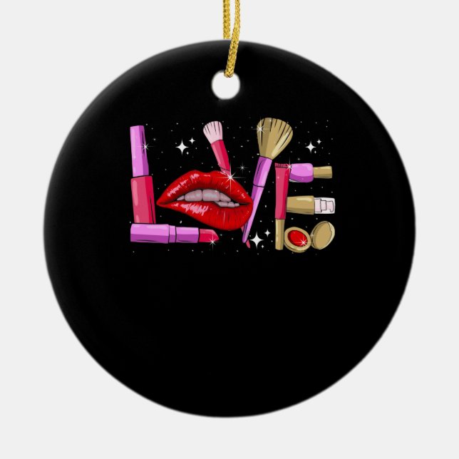 Makeup Artist Love Cosmetician Fashion Ceramic Tree Decoration (Front)