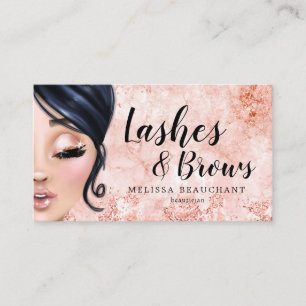 Makeup Artist Luxe Glitter Rose Gold Eyelashes Business Card