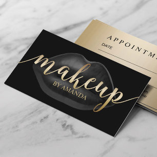 Makeup Artist Luxury Black Lips Salon Appointment Card
