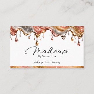 Makeup Artist | Luxury Gold Glitter Metallic Drip Business Card
