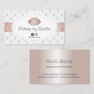 Makeup Artist Luxury Rose Gold Lips Beauty Salon Business Card