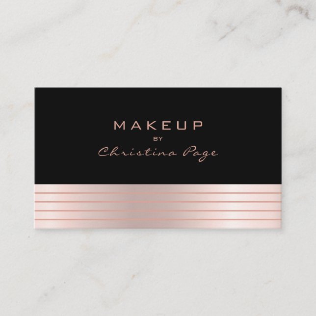 Makeup Artist Luxury Rose Gold Ombre & Black Business Card (Front)