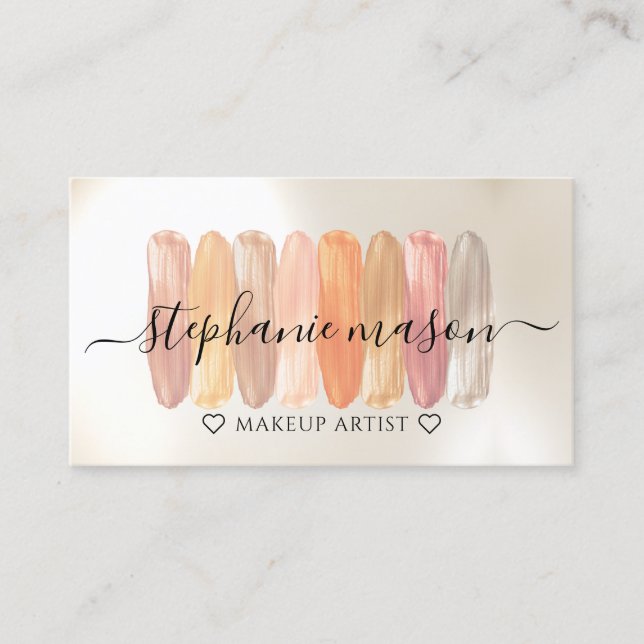 Makeup Artist Makeup Shades Modern Cream Colour Business Card (Front)
