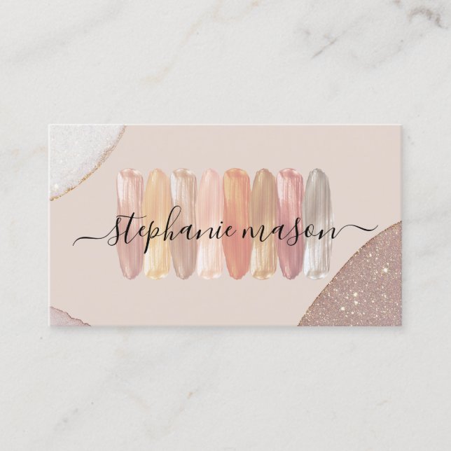 Makeup Artist Makeup Shades Modern Glittery Business Card (Front)