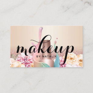 Makeup Artist Manicurist Elegant Pastel Floral Business Card