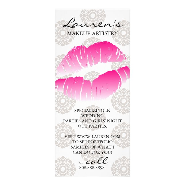 Makeup Artist Marketing Cards Beauty Lips Pink (Front)