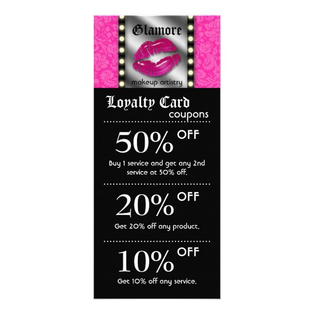Makeup Artist Marketing Cards Lights Lips Mirror (Front)