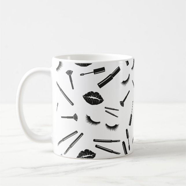 Makeup artist, mascara, lips, lipstick, eyelashes coffee mug (Left)