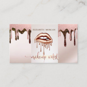 Makeup artist,Metallic Dripping Lips,Glitter Drips Business Card