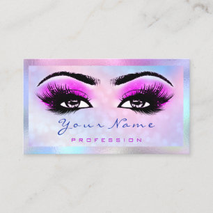 Makeup Artist Microblade Eyelash Holograph HotPink Business Card