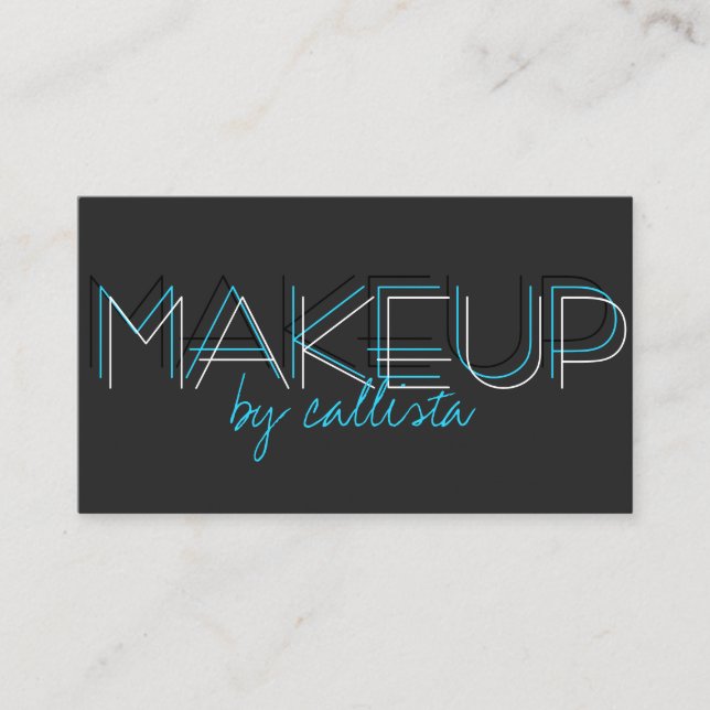 Makeup Artist Minimalist Aqua Black Typography Business Card (Front)