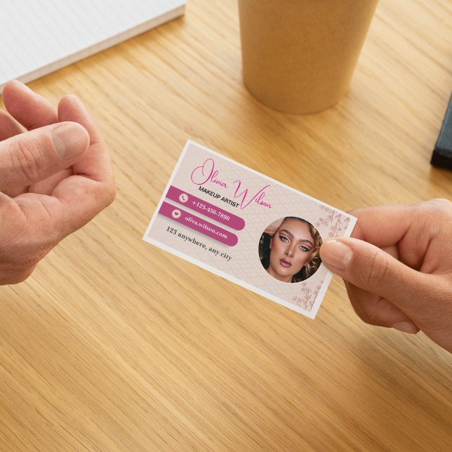 Makeup Artist Minimalist Elegant With Photo Business Card (Creator Uploaded)