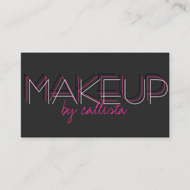Makeup Artist Minimalist Pink Black Typography Business Card (Front)