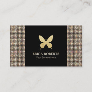 Makeup Artist Modern Butterfly Gold Glitter Business Card