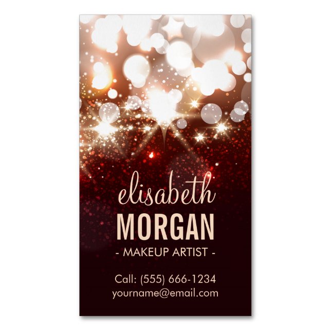 Makeup Artist - Modern Glitter Sparkle Magnetic Business Card (Front Vertical)