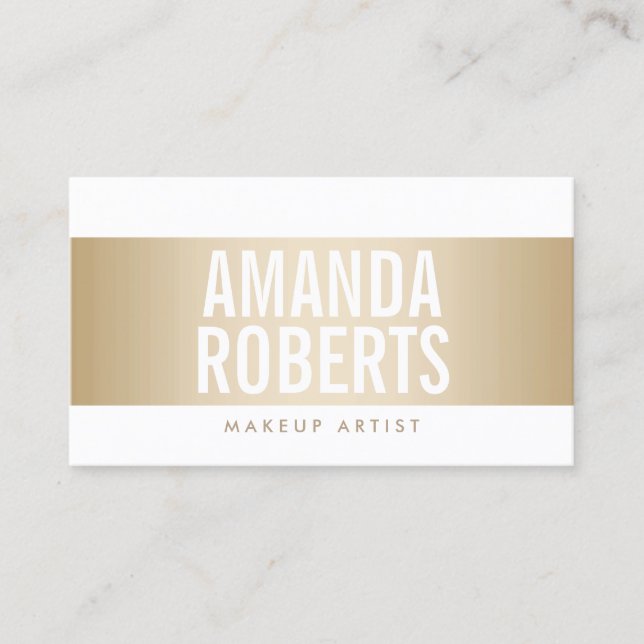 Makeup Artist Modern Gold Belt Bold Business Card (Front)