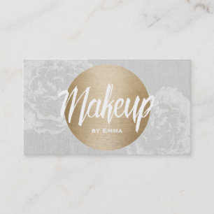 Makeup Artist Modern Gold Circle Elegant Floral Business Card