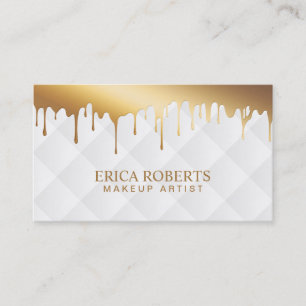 Makeup Artist Modern Gold Drip Luxury Salon Spa Business Card