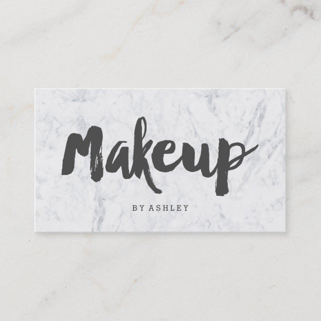 Makeup artist modern grey typography marble business card (Front)