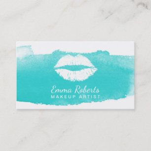 Makeup Artist Modern Lips Elegant Watercolor Business Card