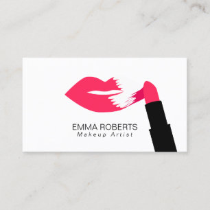 Makeup Artist Modern Red Lips & Lipstick Business Card