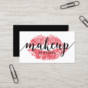 Makeup Artist Modern Red Lips Print Salon Business Card