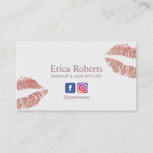 Makeup Artist Modern Rose Gold Lips Beauty Salon Business Card