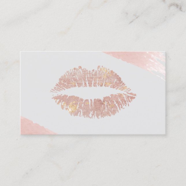 Makeup Artist Modern Rose Gold Lips Beauty Salon Business Card (Front)