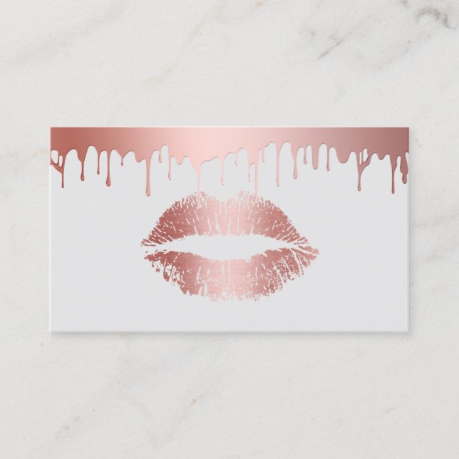 Makeup Artist Modern Rose Gold Lips Beauty Salon Business Card (Front)