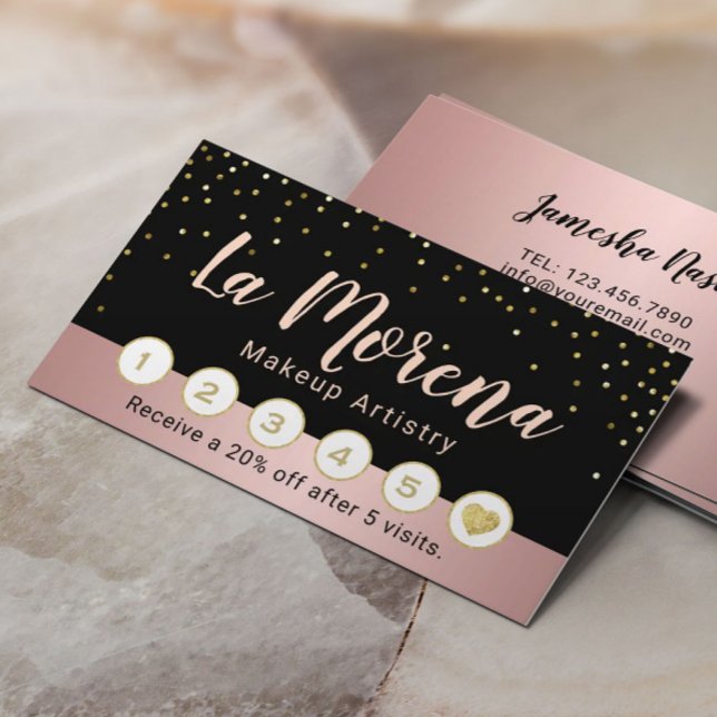 Makeup Artist Modern Rose Gold Script Loyalty Card (Creator Uploaded)