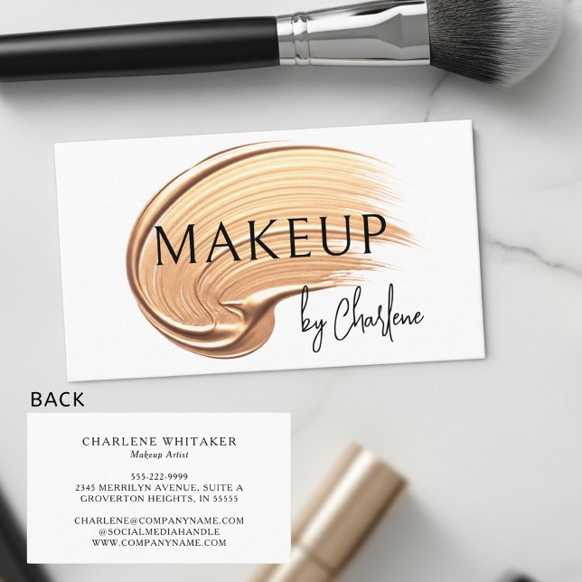 Makeup Artist Modern Typography Business Card (Creator Uploaded)
