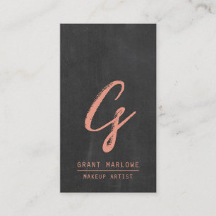 Makeup Artist Monogram Copper Chalkboard Black Business Card