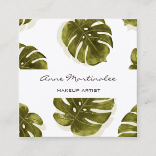 Makeup Artist Monstera Leaf Square Business Card