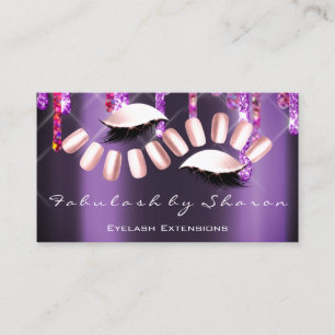 Makeup Artist Nail Artist Pink Violet Lashes Business Card