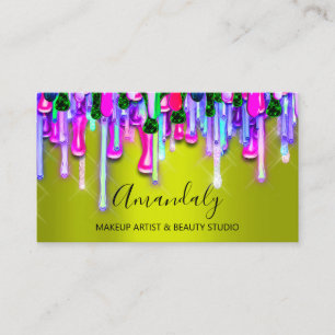 Makeup Artist Nails Glitter 3D Glitter Pink Green  Business Card