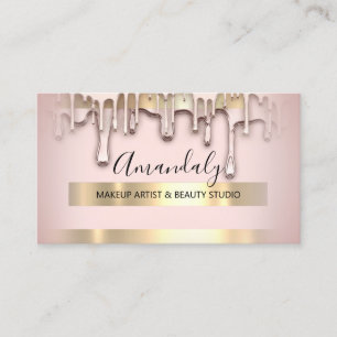 Makeup Artist Nails Wax Beauty Blush Rose Gold Business Card