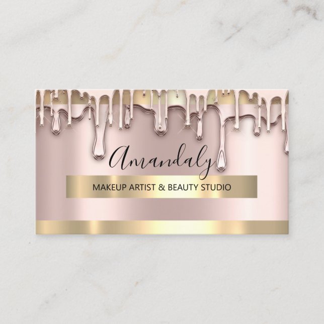 Makeup Artist Nails Wax Beauty Gold Rose VIP Business Card (Front)