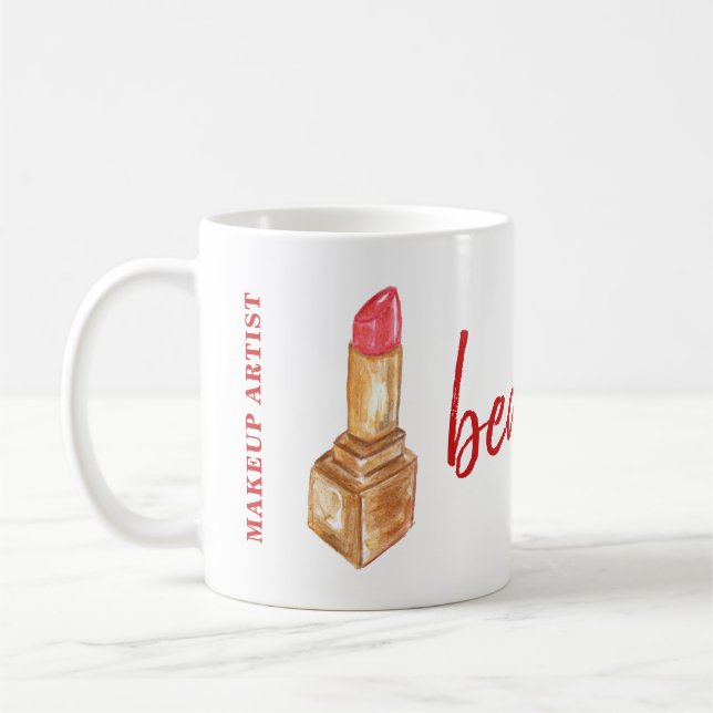 Makeup artist name lipstick and colours kit beauty coffee mug (Left)