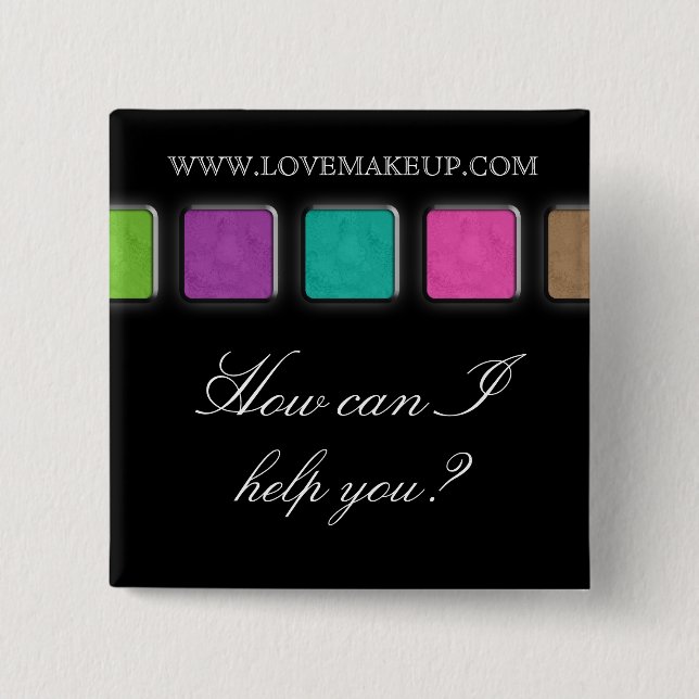 Makeup Artist Name Tag Button Brooch Palette (Front)