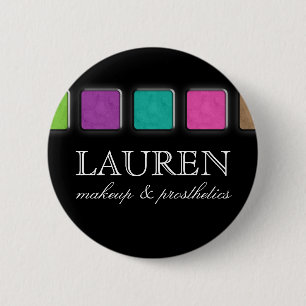 Makeup Artist Name Tag Button Brooch Palette Round