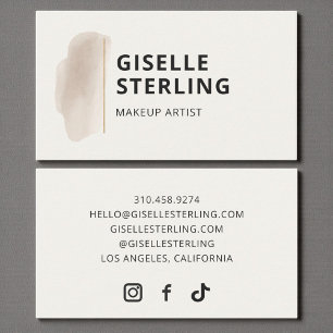 Makeup Artist Neutral Beige Watercolor Minimalist Business Card