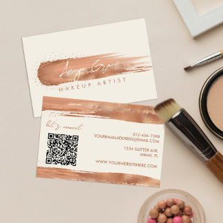 Makeup Artist Neutral Rose Gold Swash Business Card